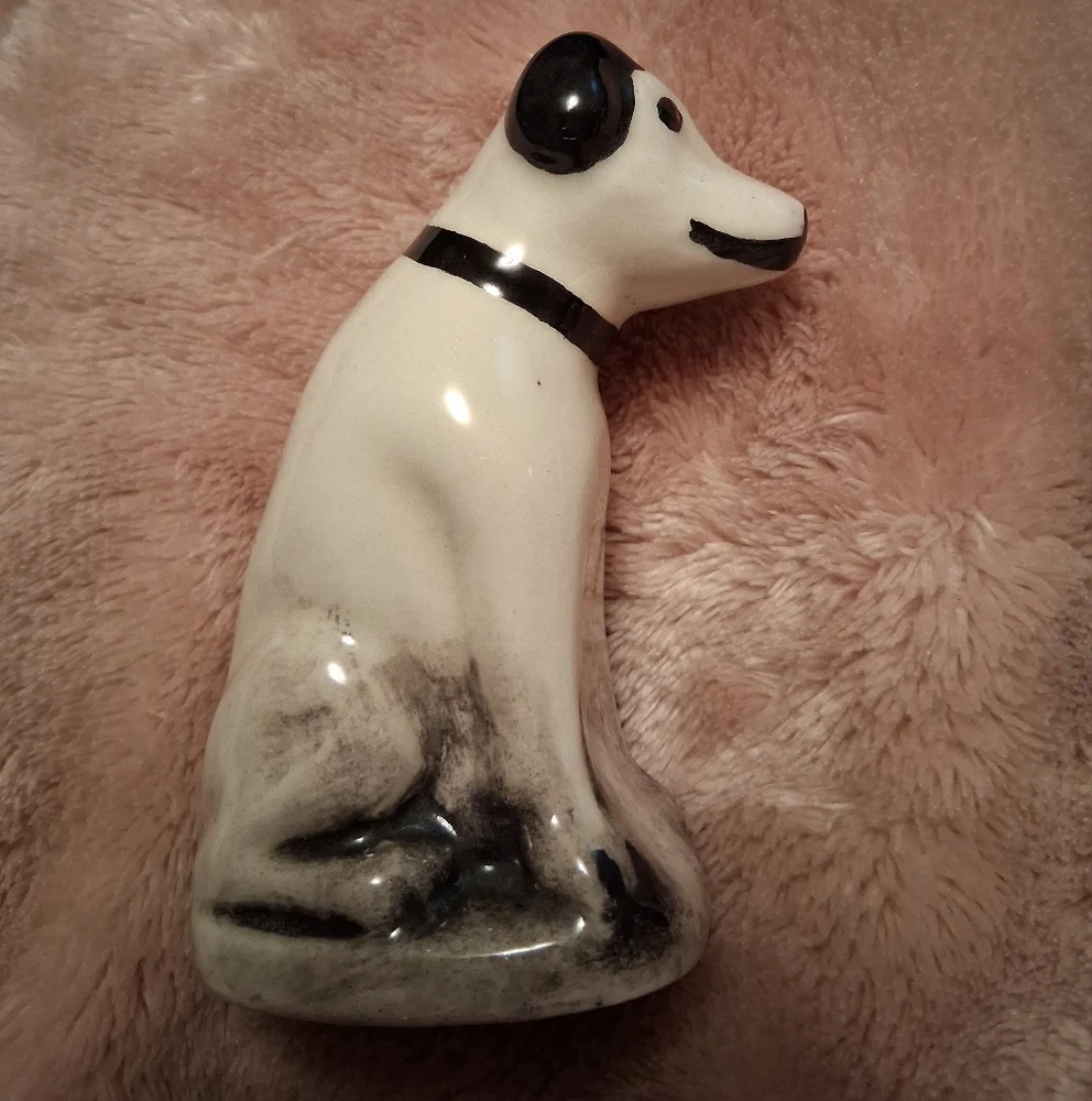 Ceramic Dog Figurine - Black and White